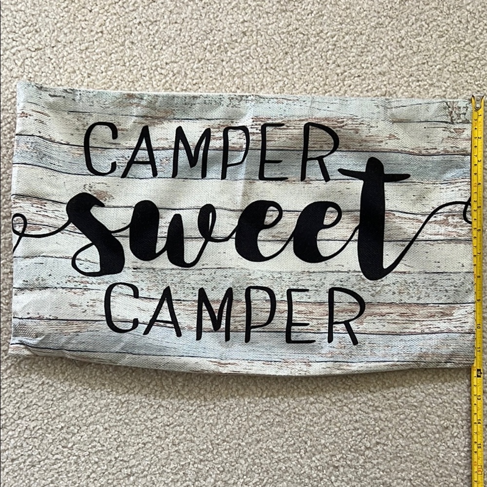 Camper Rustic Text Pillow Cover - Picture 2 of 3